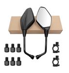 Motorcycle Rearview Mirror, with 7/8 inches 22mm Handlebar clamps, High Definition Mirror, 360-degree Adjustable, with M8, M10 threaded bolt and 2 handlebar clamps