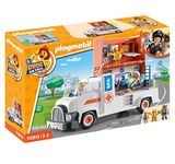 Playmobil DUCK ON CALL 70913 Ambulance, With Fold-Out Mobile Hospital, Light and Sound Effects, Medical Toy for Children Ages 3+