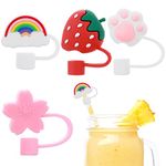 4 PCS Drinking Straw Covers Cap, Cute Silicone Cloud Straw Covers Reusable Drinking Straw Tips Lids Portable Straw Protector Cover Dust Proof Straw Caps Covers for 6-8 mm Straws