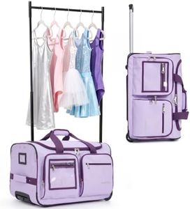 Fanwoli 23" Dance Bag with Garment Rack, Rolling Duffel, Vibrant Purple