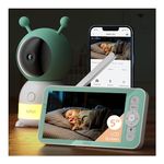 BOIFUN 2K Wifi Video Baby Monitor, App & 5'' Screen Control, Night Light, Motion&Cry Detection, PTZ, Auto Tracking, 3000mAh Battery, Humidity & Temperature Sensor, Smart Baby Monitor with Night Vision