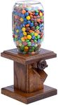 Handcrafted Amish Wooden Candy Dispenser Glass Jar Solid Oak Wood M&M's, Peanuts, Reese's Pieces, Skittles, Jelly Beans, Runts (Sorrel)