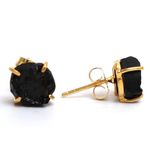 Natural Raw Prong Setting Stud Earrings, 8-10 mm Crystals Earring, Handmade Jewelry, Gift for Her (Black Tourmaline)