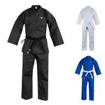 Mytra Fusion Karate Suit Uniform Multiple Sizes and Colors Jiu Jitsu, BJJ Gi Ultra Lightweight Jujitsu Gi for Men, Women & Kids (Black, 5/180)