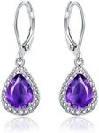 Barzel 18K White Gold Plated Created Gemstone & CZ Accent Drop Earrings