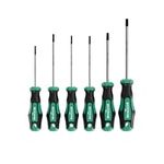 TX Screwdriver Set for Torx Screws 6 pcs. with Ensure tip Made of Q-50 Steel by WIESEMANN 1893 I T10, T15, T20, T25, T30, T40 I with Magnetic tip I 81147