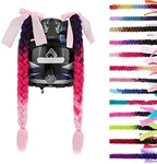 SEGO Helmet Pigtail Braids with Detachable Suction Cup with Bowknot Ponytails Hair for Women/Men 20 Inch 1 PCS/Pack (Helmet not Included)/Purple to Red to Pink