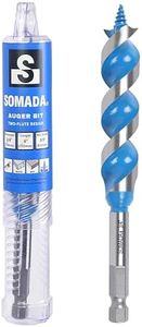 SOMADA 3/4-Inch x 6-Inch Double Cut Blue Auger Drill Bit for Wood, Quick Change Hex Shank 3/8-Inch, for Hard and Wood, for Construction, Electricians, Plumbers and DIY Projects