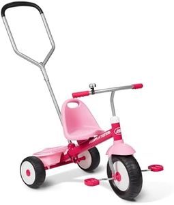 Radio Flyer Deluxe Steer & Stroll Trike, Kids And Toddler Tricycle, Pink Kids Bike, Age 2-5 Years