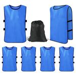 6 Pack Scrimmage Training Vests Adults Youths Kids, Team Practice Jersey with Carry Bag, Sports Pinnies for Soccer Basketball Football Volleyball Hockey