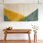 Large Wall Hanging Tie-Dye Yarn Tapestry Geometric Colorful Bohemian Wall Décor 57" Wx31" L (Green Yellow)