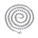 Beydodo Stainless Steel Chain Necklace for Men, Wheat Necklace Chain 18 inch 6mm Width DIY Pendant Necklace Jewelry Making