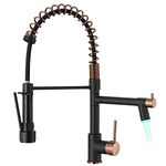 Matte Black Kitchen Faucet AIMADI - Commercial Kitchen Faucets Single Handle Single Hole Spring Rose Gold Kitchen Faucet with Pull Down Sprayer Black