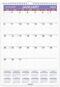 AT-A-GLANCE 2023 Wall Calendar, 12'' x 17'', Medium Tall, Spiral Bound, Monthly, Blue (PM22823)