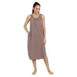 BLAZON Women's Cotton Hosiery Maxi Night Wear with Pockets (13010_BLZ_ALLIUM_BGY_01_3XL_Brownish Grey_3XL)