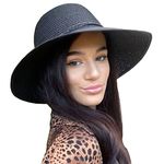 TOSKATOK® Ladies Womens Floppy Foldable Summer Sun Hat UPF 50+ Protection Wide Brim-Black