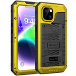 Beeasy for iPhone 14 Case Waterproof Heavy Duty Shockproof Tough Metal Armour Cover Dustproof Built-in Screen Protector, Robust 360 Full Body Military Protective Rugged Case for iPhone 14 Yellow