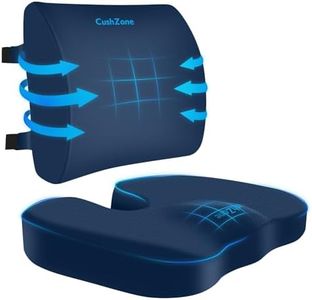 CushZone Seat Cushion, Lumbar Support Pillow with Adjustable Strap-Chair Cushions for Sciatica Pain Relief-with Washable Cover Memory Foam for Car, Travel and Wheelchair-Blue X-Large