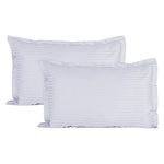 Trance Home Linen 200 TC Cotton Standard Size 18x28 inch Satin Stripe Pillow Covers | Pillow Cases | Set of 2 Piece Pillow Covers only |Standard Size (White, 18 X 28 inch)