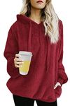 UMIPUBO Womens Sweatshirt Fuzzy Casual Loose Velvet Sweater Long Sleeve Teddy Fleece Hoodies with Pockets Hoodie Drawstring Pullover Jumpers, XL, Hot