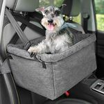 EHEYCIGA Dog Car Seat, Dog Booster Seat for Small Dogs, Dog Seat for Car with Adjustable Straps, Portable Dog Car Travel Carrier Bed with Removable Washable Cover, Grey