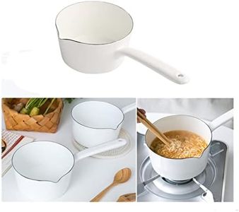 1.2L Saucepan, Enamel Milk Pan, Butter Warmer, Milk Pot, Easy to Cook and Clean, Non-Stick Milk Boiling Pot with Handle for Home Kitchen Restaurant(White)