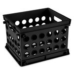 Sterilite 16959012 Stackable Storage Organizer Mini Crate Set with Integrated Handles for Home, Office, Dorm, and Classroom Storage, Black, 24 Pack