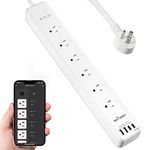 BN-LINK Smart Power Strip Works with Alexa & Google Home, Surge Protector with 6 Individually Controlled Smart Outlets and 4 USB Ports, Multi Plug Extender, No Hub Required, ETL Listed, 15A, White