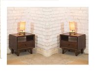 Vivek Wood Solid Sheesham Wood Bedside Table for Bedroom | Handmade Pure Wooden Bed Side Nightstand End Table with 1 Drawer & 1 Open Shelf Storage for Home & Bed Room | Rosewood, Dark Walnut, Set of 2