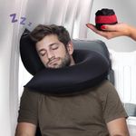 Inflatable Travel Pillows for Airplanes, Car & Home, New J-Design, Neck and Chin Support, Firmness Adjustable. Inflatable Neck Pillow for Traveling on Plane, Blow Up Neck Pillows for Air Travel