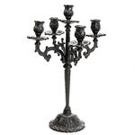 Sungmor Heavy Duty Cast Iron Candlestick Holders - Handcrafted Vintage Candelabra - 43CM/17Inch Tall & 5 Arms Candle Holders - Decorative Pillar Candle Stand for Christmas Birthday Wedding Home Party