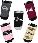 CultureFly Schitt's Creek Town Shops Ew David No Show Adult 5 PK Ankle Socks, Multicolored, One Size, Multicolored, One Size