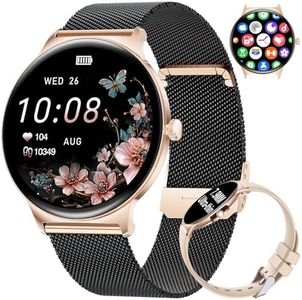 LIGE Smart Watch for Women with Bluetooth Call, 1.43" AMOLED Round Display Fitness Tracker for Android iOS, 100+ Sport Modes DIY Dial Stylish Ladies Watch, IP68 Waterproof, Rose Gold