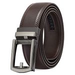 SENDEFN Men's Leather Belt 1 3/8" Automatic Ratchet Buckle Slide Belt for Dress Casual Trim to Fit with Gift Box