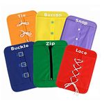 Meliya 6pcs Kids Basic Life Skills Learning Toys Learn To Dress Board Set for Toddlers-Lace+Button+Zip+Snap+Buckle+Tie