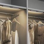 SIBI Wardrobe Lights Motion Sensor, Eye Protection Design, 4000K White, Rechargeable Under Cabinet Kitchen Lighting, LED Lights for Cupboard, Wardrobe, Closet, Stair, 2 Pack