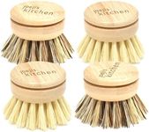 Joeji's Kitchen Mixed Bristle Dish Brush Replacement Heads Set of 4 - Eco Washing Up Brushes with Hard and Soft Sisal Fibre Bristles - Perfect Cleaning Dish Brushes