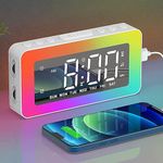 Digital Alarm Clock with RGB Night Lights, Non Ticking Alarm Clocks Bedside with Dual Alarm Clock, LED Alarm Clock with Large Display, Snooze, 0-100% Dimmer, USB Powered, Bedside Clock for Bedrooms