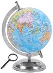 GLOBEHUB HUB Globe for Kids/Students 10 Inch height 6 Inch Diamaeter Mittal Educational Political World Globe in English Language with Magnifying Glass (Blue, 6 inch)