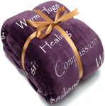 Chanasya Healing Warm Hugs Caring Gift Throw Blanket - for Positive Energy Love Support Comfort - Breast Cancer Chemo Get Well Purple Gift Blanket - Women Mom Grandma (60x70 Inch) Aubergine