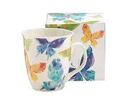 Burton & Burton, Watercolor Butterflies Porcelain Mug, 16 Ounces