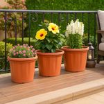 UGAOO UV Treated Gardening Pots and Planters for Plants (10 inch Brown/Terracotta Color Set of 3 Plastic Pots)