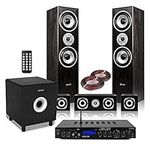 Fenton 5.1 Surround Sound Speaker System with Subwoofer and Home Cinema Theatre FM Radio Bluetooth Amplifier, Black