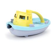 Green Toys Tugboat, Grey/Yellow/Turquoise Assorted - Pretend Play, Motor Skills, Kids Bath Toy Floating Pouring Vehicle. No BPA, phthalates, PVC. Dishwasher Safe, Recycled Plastic, Made in USA.