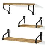 Love-KANKEI Rustic Shelves, Decorative Wall Shelf Set of 3, Floating Shelves for Bathroom, Bedroom, Living Room,Kitchen, Office and More, Carbonized Black