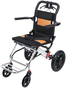 Folding Wheelchair, Lightweight Portable Transit Travel Chair for Adults Ergonomic Design Wheelchair with Adjustable Safety Strap Aluminum Frame PU Wheels for Smooth Rid (32.7" x 13.8" x 34.3")