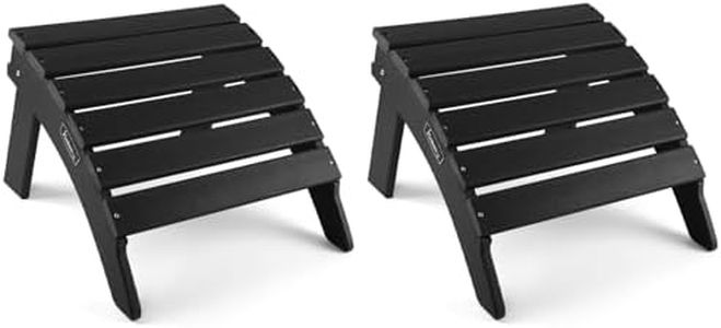 FUNBERRY Folding Adirondack Ottoman Set of 2, HDPE All Weather Outdoor Foot Rest, Easy Storage Patio Footstool, Ottomans and Footstools for Outside