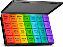 Pill Boxes 7 Day 4 Times a Day, Weekly Tablet Organiser Large Daily Pill Box Organiser 7 Day Travel Dosette Box with 28 Copartments, 7day Medication Organizer for Vitamins Pillbox (Black-Extra Large)