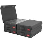 NUSWOR Stackable Cassette Tape Storage Box - Dust-proof Cassette Racks with Lid - Audio Cassette Holder Pack of 4- Holds 192 Cassette Cases - 16.34 x 9.25 x 3.4 Inches – Grey