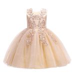 Weileenice Junior Girl Bridesmaid Dress Rose Gold Flower Big Girls Elegant Wedding Party Pageant Champagne Ball Gowns 11 12 Teens Fancy Lace Sequin Tulle Dresses Halloween Holiday Formal Birthday Gala